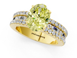 Yellow gold Fancy Yellow Oval  Solitaire Diamond with Pave and Channel Set Band_87