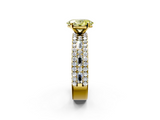Yellow gold Fancy Yellow Oval  Solitaire Diamond with Pave and Channel Set Band_88