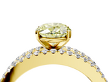 Yellow gold Fancy Yellow Oval  Solitaire Diamond with Pave and Channel Set Band_90