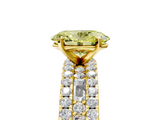 Yellow gold Fancy Yellow Oval  Solitaire Diamond with Pave and Channel Set Band_91