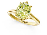 Yellow gold Fancy Yellow Oval  Solitaire Engagement Ring with Six-Prong Setting and Classic Band 2