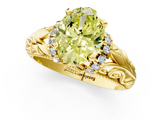 Yellow gold Fancy Yellow Oval  Solitaire Filigree Engagement Ring with Halo and Prong Setting_52