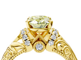 Yellow gold Fancy Yellow Oval  Solitaire Filigree Engagement Ring with Halo and Prong Setting_55