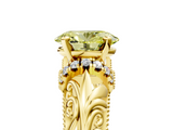 Yellow gold Fancy Yellow Oval  Solitaire Filigree Engagement Ring with Halo and Prong Setting_56
