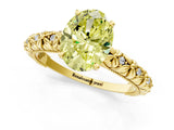 Yellow gold Fancy Yellow Oval  Solitaire Floral Milgrain Engagement Ring_32