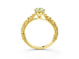 Yellow gold Fancy Yellow Oval  Solitaire Floral Milgrain Engagement Ring_34