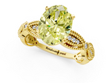 Yellow gold Fancy Yellow Oval  Solitaire Milgrain Diamond Engagement Ring with Bezel and Marquise Band_159