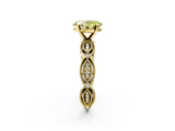 Yellow gold Fancy Yellow Oval  Solitaire Milgrain Diamond Engagement Ring with Bezel and Marquise Band_160