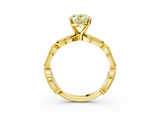 Yellow gold Fancy Yellow Oval  Solitaire Milgrain Diamond Engagement Ring with Bezel and Marquise Band_161