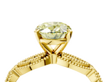 Yellow gold Fancy Yellow Oval  Solitaire Milgrain Diamond Engagement Ring with Bezel and Marquise Band_162