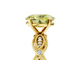 Yellow gold Fancy Yellow Oval  Solitaire Milgrain Diamond Engagement Ring with Bezel and Marquise Band_163