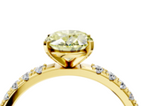 Yellow gold Fancy Yellow Oval  Solitaire Pavé Band with Four-Prong Setting_159