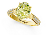 Yellow gold Fancy Yellow Oval  Solitaire Pavé Diamond Engagement Ring with Four-Prong Setting_134