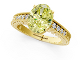 Yellow gold Fancy Yellow Oval  Solitaire Pavé Diamond Milgrain Engagement Ring with Four-Prong Setting_4