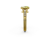 Yellow gold Fancy Yellow Oval  Solitaire Pavé Diamond Milgrain Engagement Ring with Four-Prong Setting_5