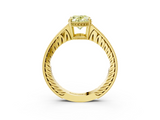 Yellow gold Fancy Yellow Oval  Solitaire Pavé Diamond Milgrain Engagement Ring with Four-Prong Setting_6