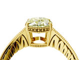 Yellow gold Fancy Yellow Oval  Solitaire Pavé Diamond Milgrain Engagement Ring with Four-Prong Setting_7