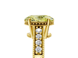 Yellow gold Fancy Yellow Oval  Solitaire Pavé Diamond Milgrain Engagement Ring with Four-Prong Setting_8