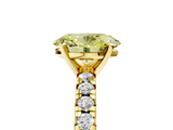 Yellow gold Fancy Yellow Oval  Solitaire Pave Diamond Engagement Ring with Four-Prong Setting_364