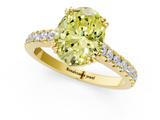Yellow gold Fancy Yellow Oval  Solitaire Pave Diamond Engagement Ring with Prong Setting_21