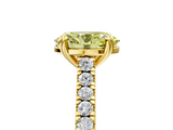 Yellow gold Fancy Yellow Oval  Solitaire Pave Diamond Engagement Ring with Prong Setting_25