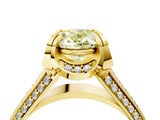 Yellow gold Fancy Yellow Oval  Solitaire Pave Split Shank Ring with Four-Prong Setting_123