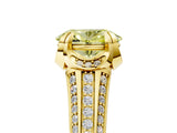 Yellow gold Fancy Yellow Oval  Solitaire Pave Split Shank Ring with Four-Prong Setting_124