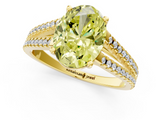 Yellow gold Fancy Yellow Oval  Solitaire Split Shank Pavé Diamond Engagement Ring_389