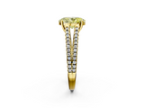 Yellow gold Fancy Yellow Oval  Solitaire Split Shank Pavé Diamond Engagement Ring_390