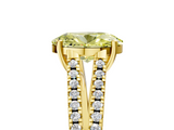 Yellow gold Fancy Yellow Oval  Solitaire Split Shank Pavé Diamond Engagement Ring_393