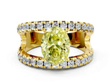 Yellow gold Fancy Yellow Oval  Solitaire Split Shank Pave Diamond Ring_48