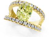 Yellow gold Fancy Yellow Oval  Solitaire Split Shank Pave Diamond Ring_49