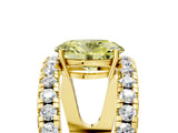 Yellow gold Fancy Yellow Oval  Solitaire Split Shank Pave Diamond Ring_53