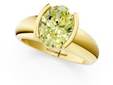 Yellow gold Fancy Yellow Oval  Solitaire Tension Set Diamond Ring with Wide Band_21