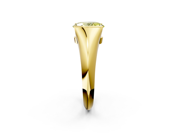 Yellow gold Fancy Yellow Oval  Solitaire Tension Set Diamond Ring