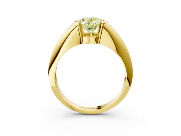 Yellow gold Fancy Yellow Oval  Solitaire Tension Set Diamond Ring