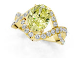 Yellow gold Fancy Yellow Oval  Solitaire Twist Band Pavé Diamond Engagement Ring_38