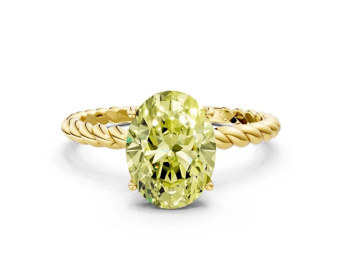 Yellow gold Fancy Yellow Oval  Solitaire Twist Band Ring with Four-Prong Setting_67