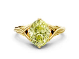 Yellow gold Fancy Yellow Oval  Solitaire Twist Band Six-Prong Setting 1