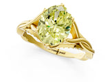 Yellow gold Fancy Yellow Oval  Solitaire Twist Band Six-Prong Setting 2