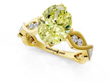 Yellow gold Fancy Yellow Oval  Solitaire Twist Band with Leaf Prong Setting 2