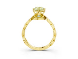 Yellow gold Fancy Yellow Oval  Solitaire Twist Band with Leaf Prong Setting 4