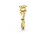 Yellow gold Fancy Yellow Oval  Solitaire Twist Band with Pavé Accents and Four-Prong Setting_23