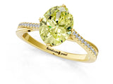 Yellow gold Fancy Yellow Oval  Solitaire Twist Band with Pavé Diamonds and Four-Prong Setting_73