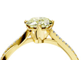 Yellow gold Fancy Yellow Oval  Solitaire Twist Band with Pavé Diamonds and Four-Prong Setting_76