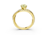 Yellow gold Fancy Yellow Oval  Solitaire Twist Band with Pavé Setting and Four-Prong Setting_117