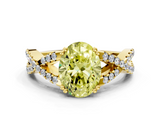 Yellow gold Fancy Yellow Oval  Solitaire Twist Band with Pavé Setting and Four-Prong Setting_48