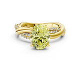 Yellow gold Fancy Yellow Oval  Solitaire Twist Band with Pave Prong Setting_62
