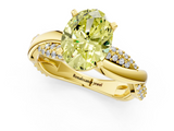 Yellow gold Fancy Yellow Oval  Solitaire Twist Band with Pave Prong Setting_63
