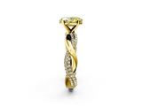 Yellow gold Fancy Yellow Oval  Solitaire Twist Band with Pave Prong Setting_64